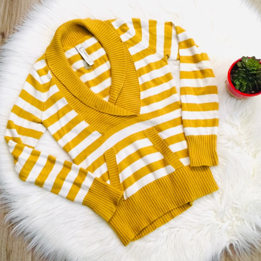 Fossil Mustard Yellow Stripe Sweater Size M
